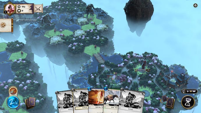 A floating island of hexagonal tiles covered in forests in Mahokenshi