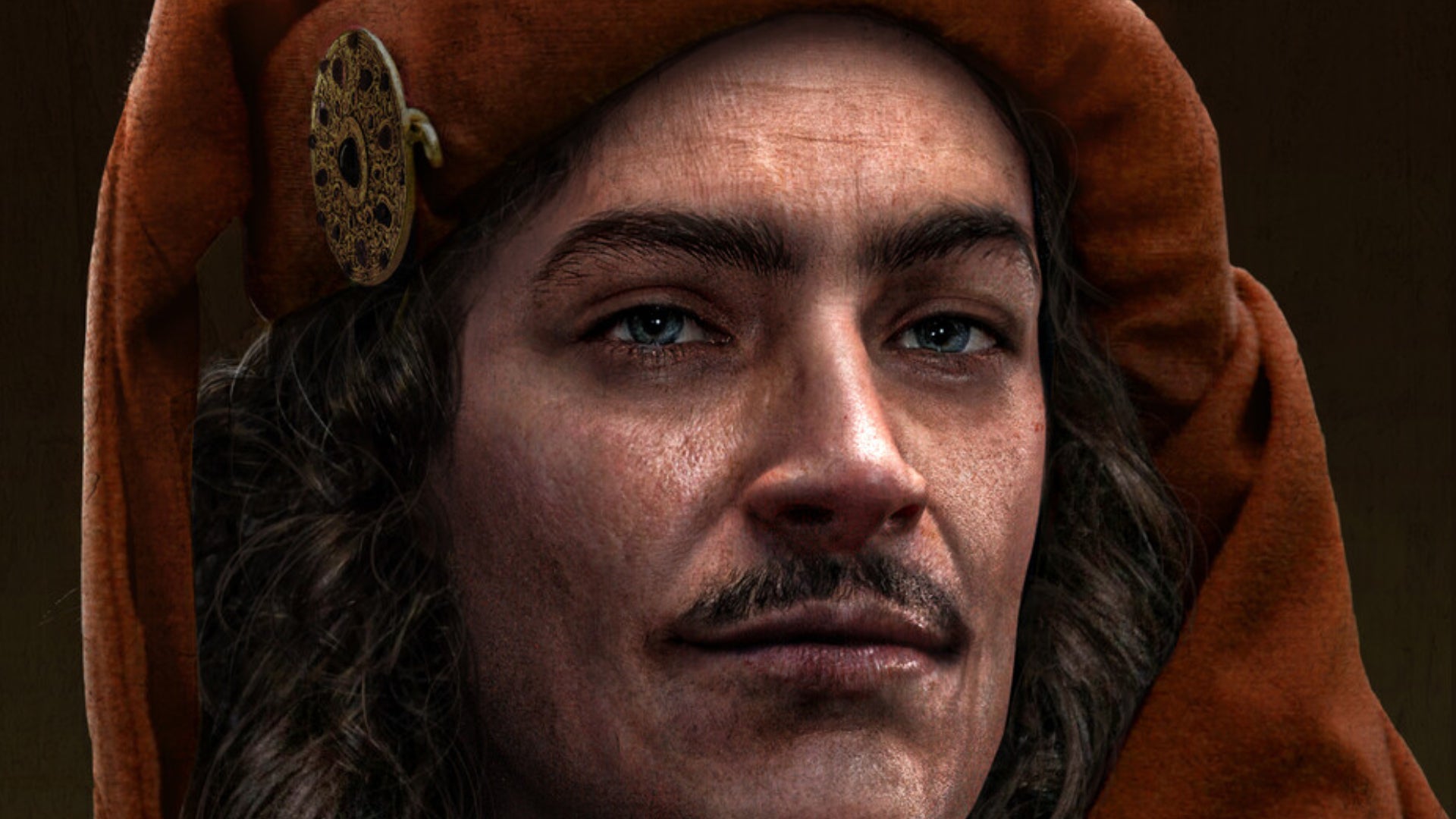 A close-up of a lord's face in Manor Lords. - 1