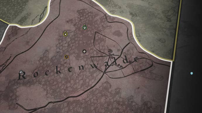 An overview of a section of the Manor Lords map at the beginning of a new game.