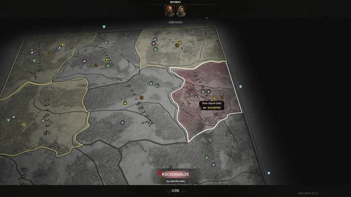 A zoomed out view of the map in Manor Lords.