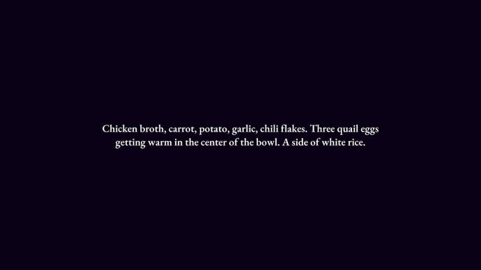 A statement of a repast - chickenhearted broth, rice, vegetables.