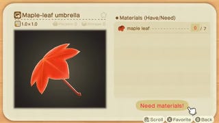 Animal Crossing: New Horizons - Maple Leaf recipe list