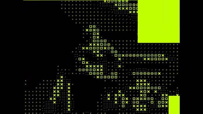 A coded image with yellow symbols.