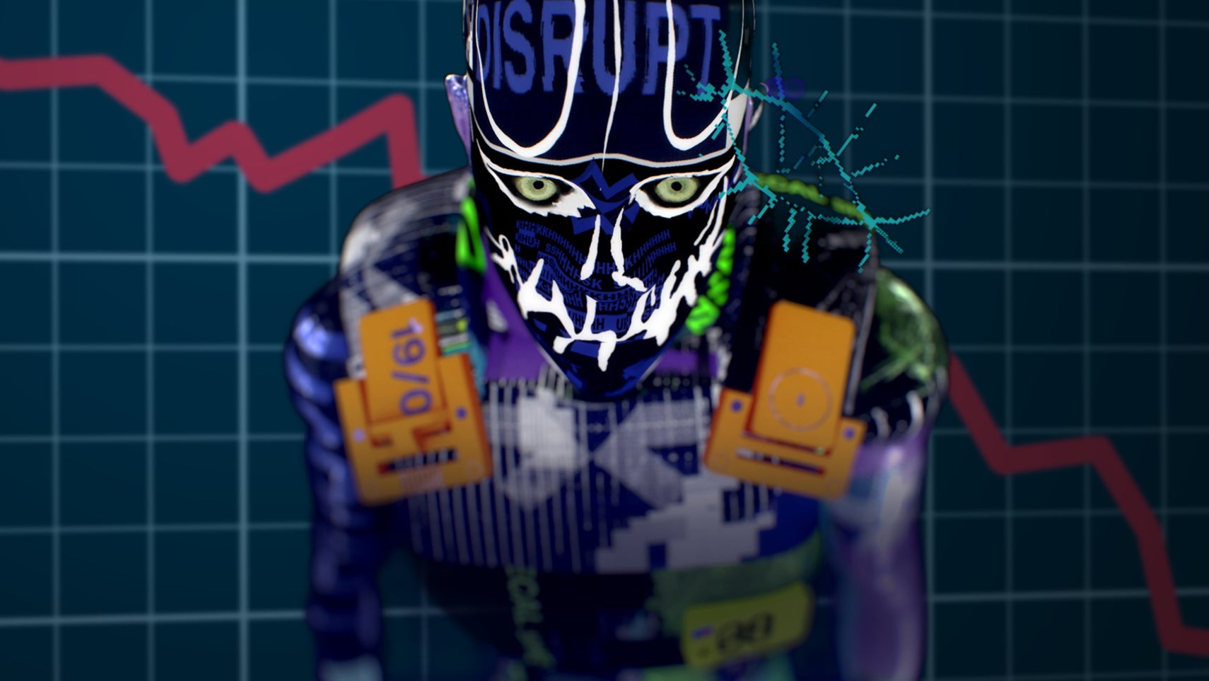 Custom header showing Marathon character and a falling chart in the background.