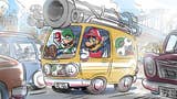 Super Mario Bros. Movie concept art showing Mario and Luigi in their plumbing van.