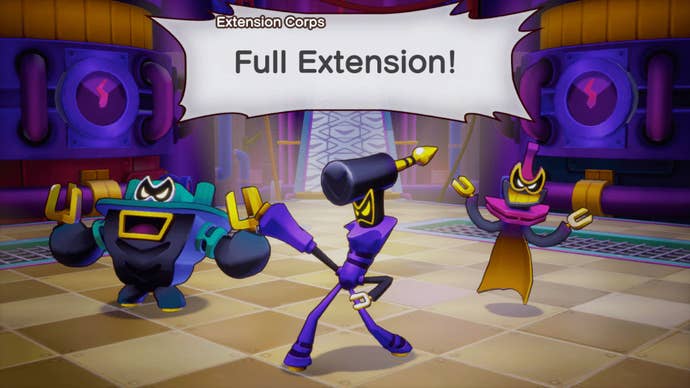 The Extension Corps shout FULL EXTENSION in the Mario and Luigi Brothership game.