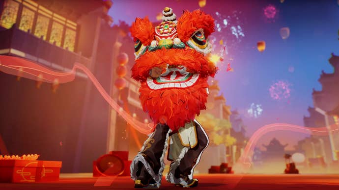 Star-Lord dressed as a Lunar New Year lion in Marvel Rivals.