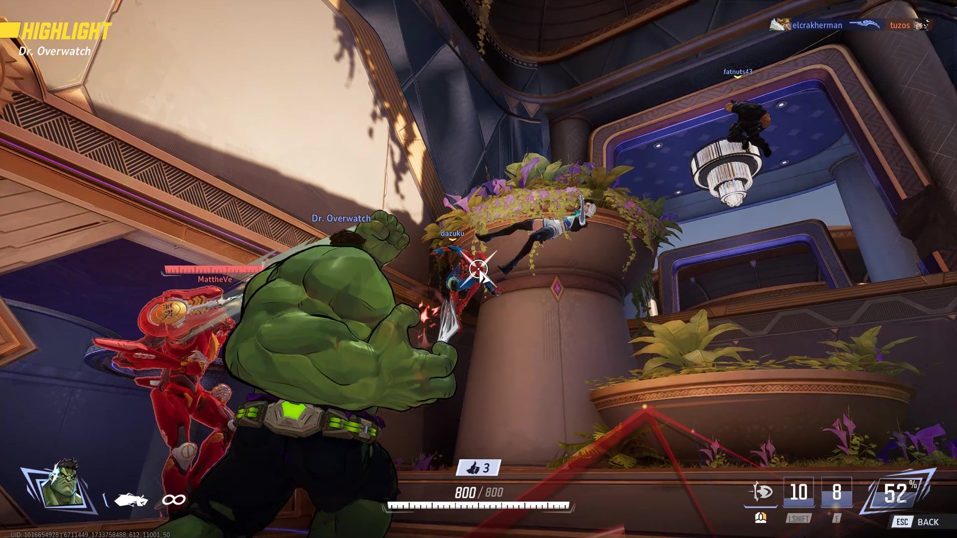 Hulk bashes Iron Man, as Luna Snow gets launched by Spiderman in the background. - 3