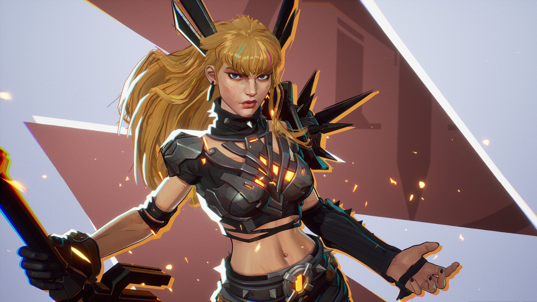 Magik in Marvel Rivals poses in front of the camera, wielding her greatsword in one hand. - 18