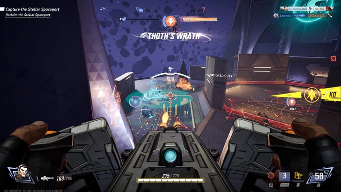 The Punisher sits behind a turret and rattles off bullets at enemies below.