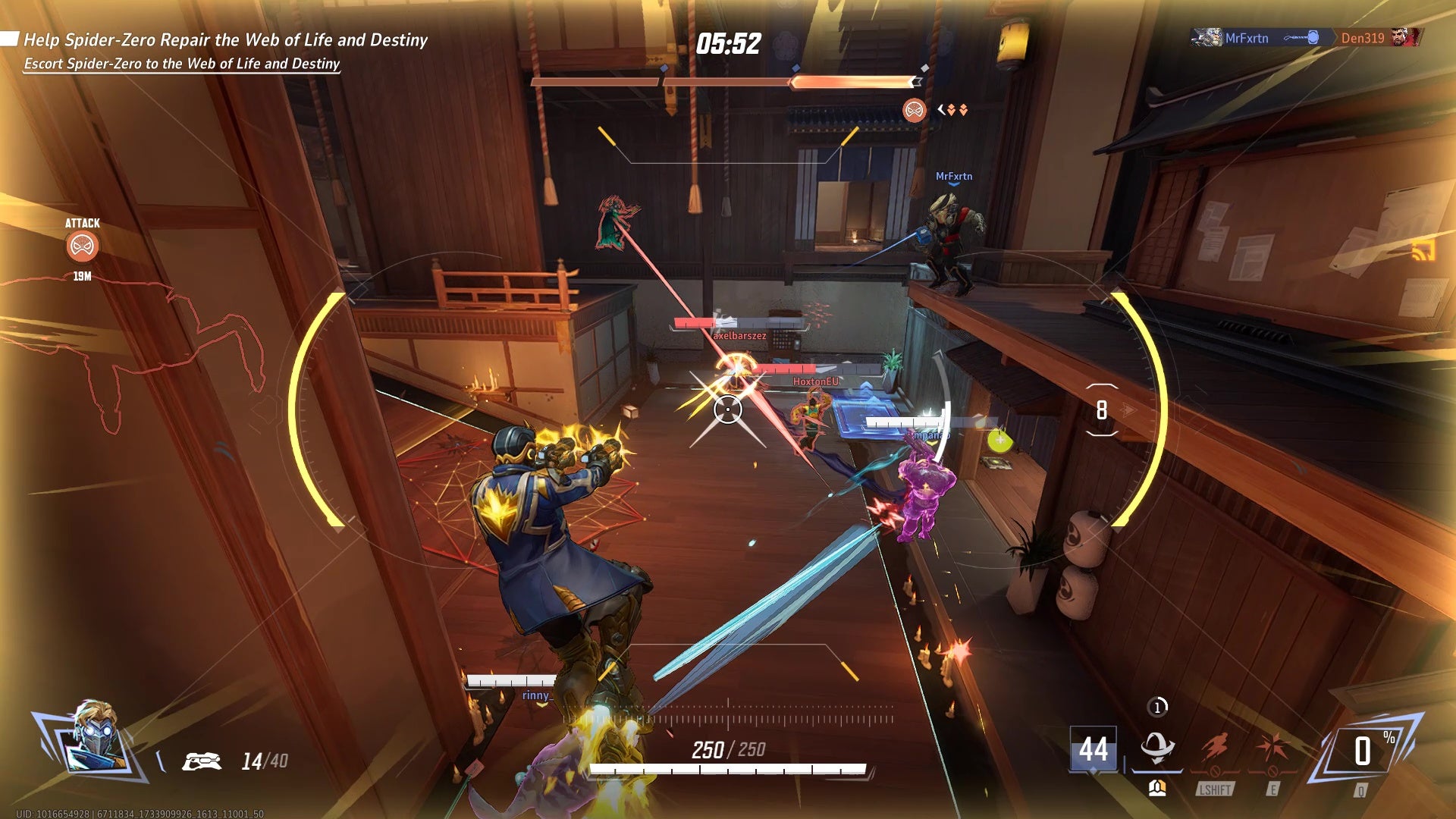 Star Lord activates his ult and hovers in the air, spewing damage at multiple enemies. - 6