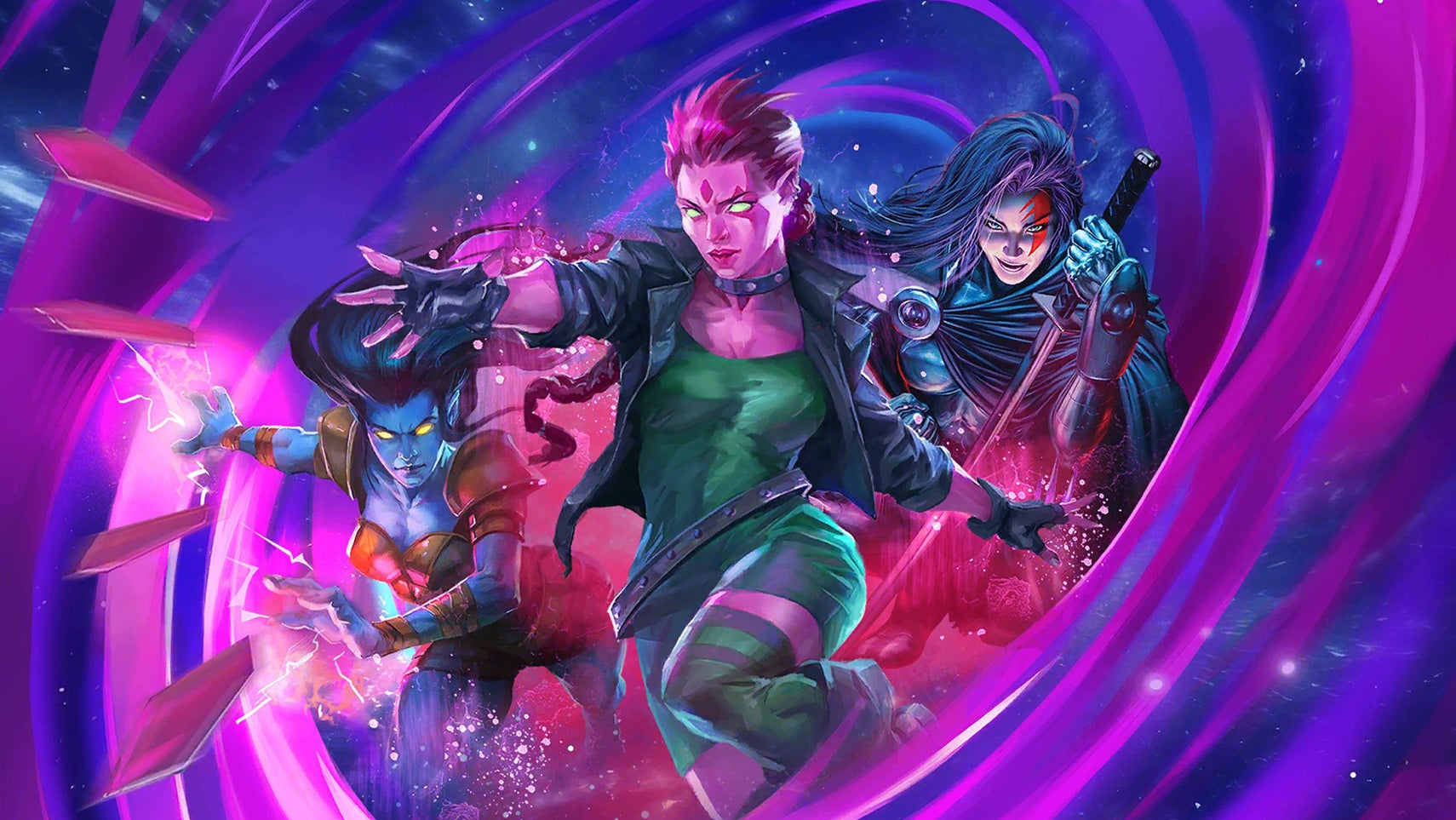 Several Marvel Snap characters in a swiling, purple vortex. - 1