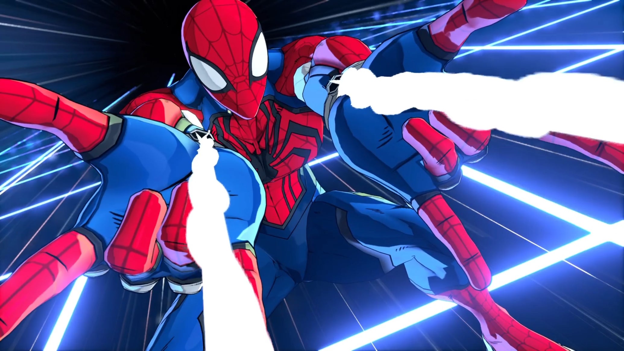 Spider Man shooting webs in Marvel Tokon