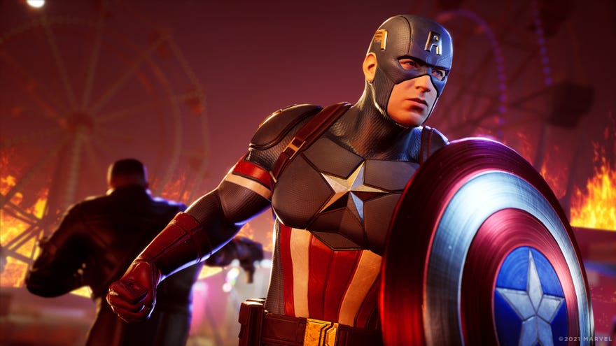 Captain America in a Marvel’s Midnight Suns screenshot.