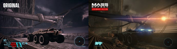 Mass Effect: Legendary Edition screenshot comparing the original and remastered Feros.
