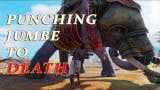 Hráč Assassin's Creed Origins se snaží sejmout válečného slona pouhými pěstmi