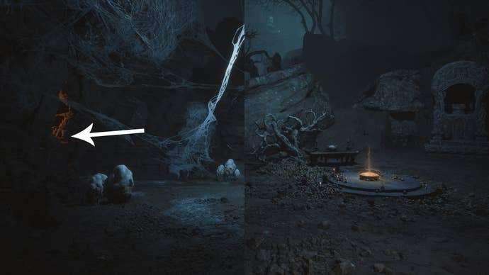 The road to the Cave Depths meditation spot in Black Myth Wukong.