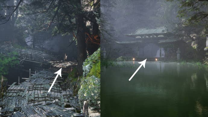 The path to the Cliff meditation spot in Black Myth Wukong.