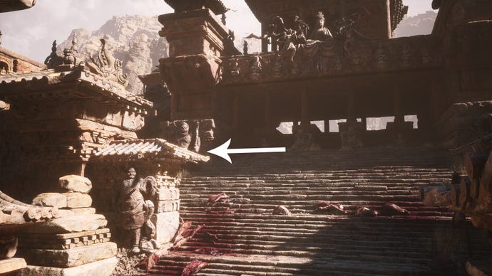 Path to the meditation site in the Temple of the Crouching Tiger in Black Myth Wukong.