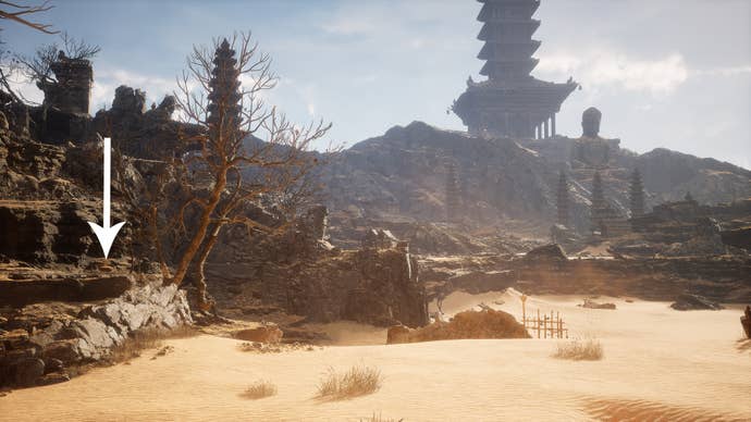 A meditation spot overlooking the Kingdom of Sahali in Black Myth Wukong.