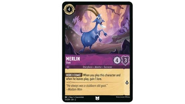 merlin lorcana card Disney Rise of the Floodborn you may add their Strength to another chosen characters Strength this turn.) This card has received an errata which is displayed in red Merlin - Envisioning the Future