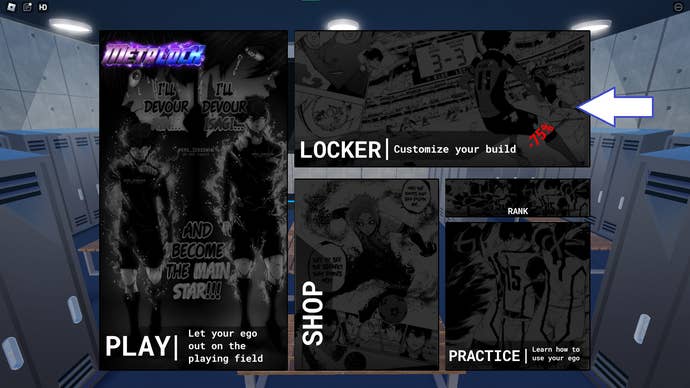 A screenshot from Meta Lock in Roblox showing the game's locker button.