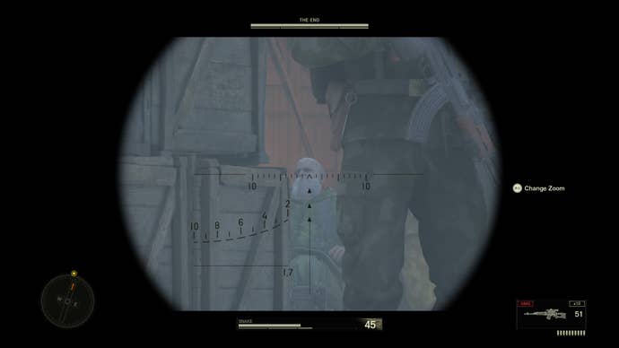 Metal Gear Solid Delta: Snake Eater shooting The End early.