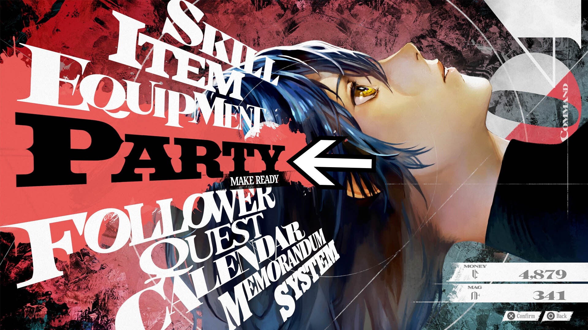 metaphor refantazio main menu party option highlighted