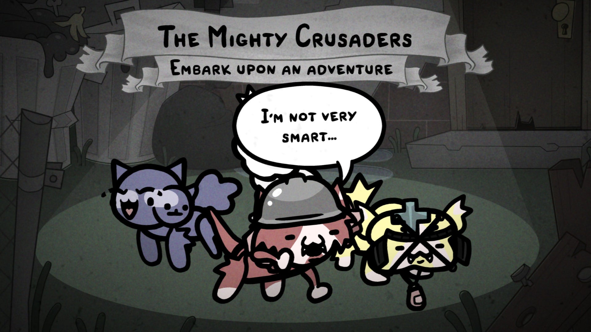 A screenshot from Mewgenics, showing a team of cats about to embark on a campaign.
