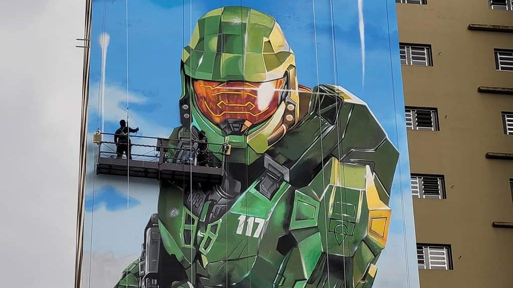 Microsoft promove Halo Infinite no Brasil com mural gigante em