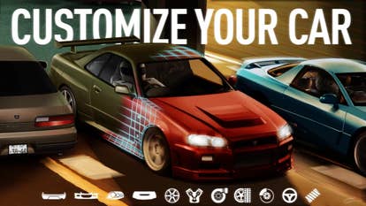 Artwork for the Roblox game Midnight Racing Tokyo, showing a trio of Japanese-inspired sports cars on a road at night.