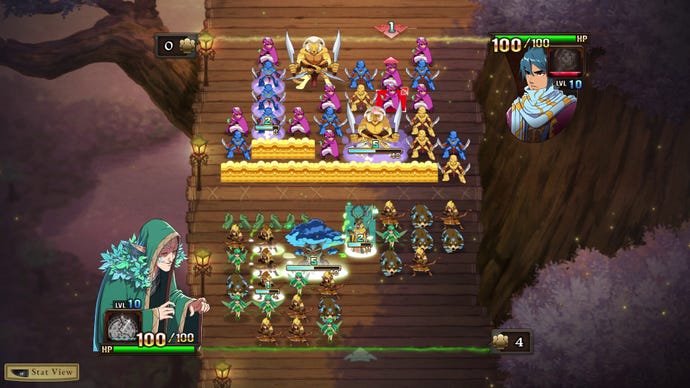 A board of warriors facing off against each other in Might & Magic: Clash Of Heroes: Definitive Edition
