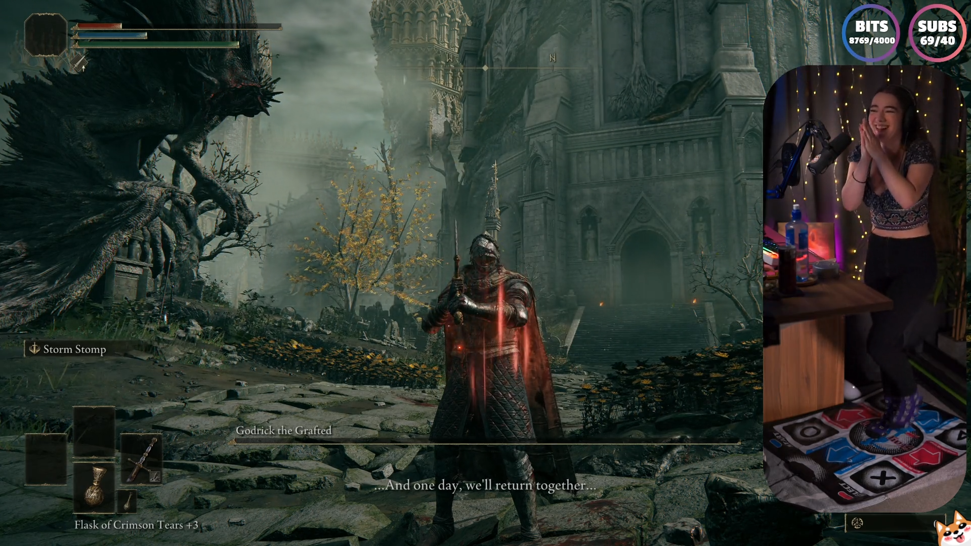 Streamer MissMikkaa defeating Godrick in Elden Ring