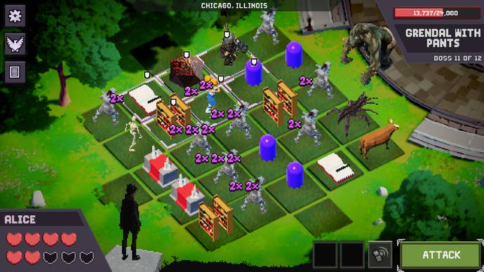 Wacky autobattling in a Million Monster Militia screenshot.