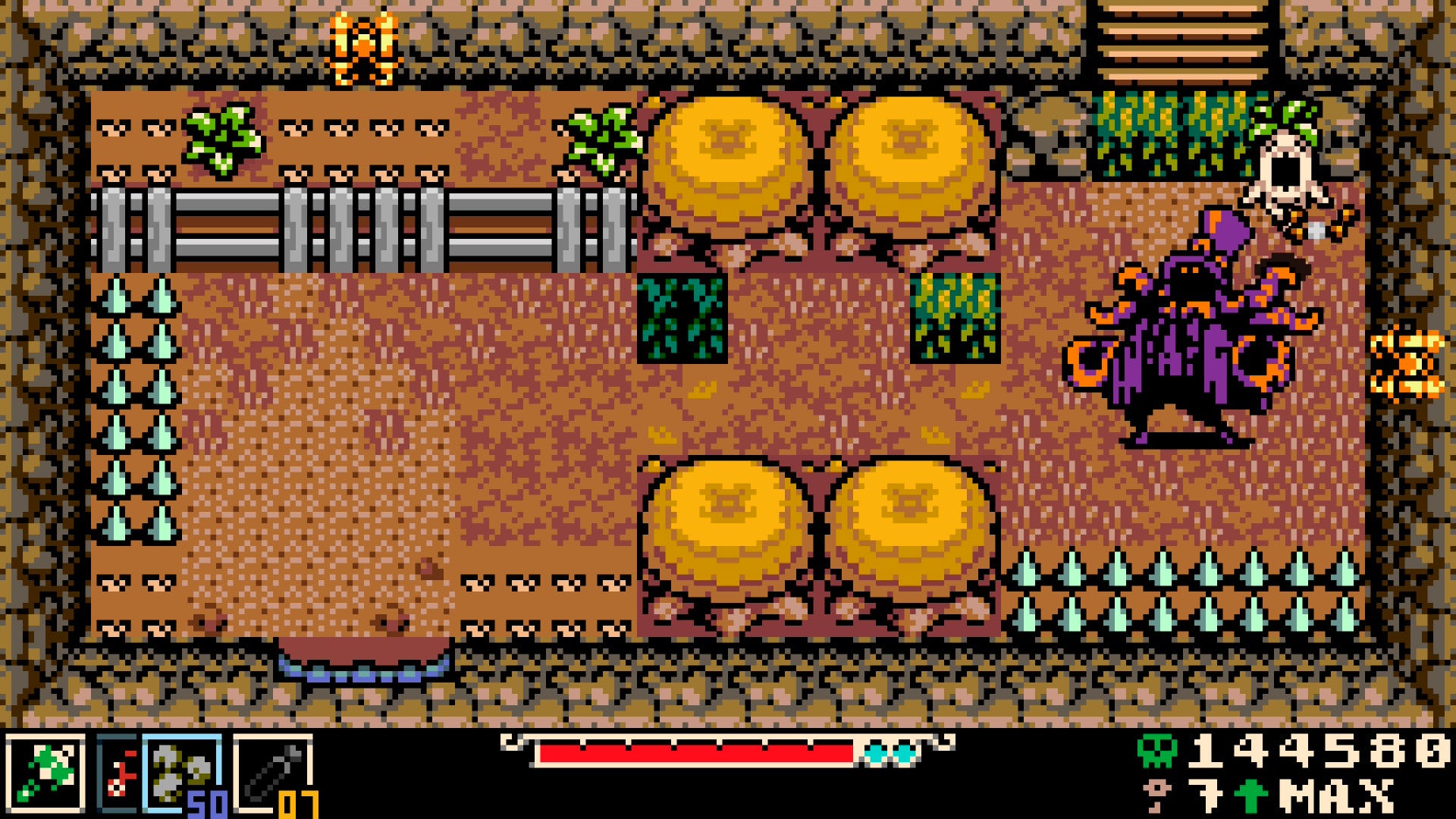 Mina the Hollower screenshot showing, in 8-bit style, an autumnal area