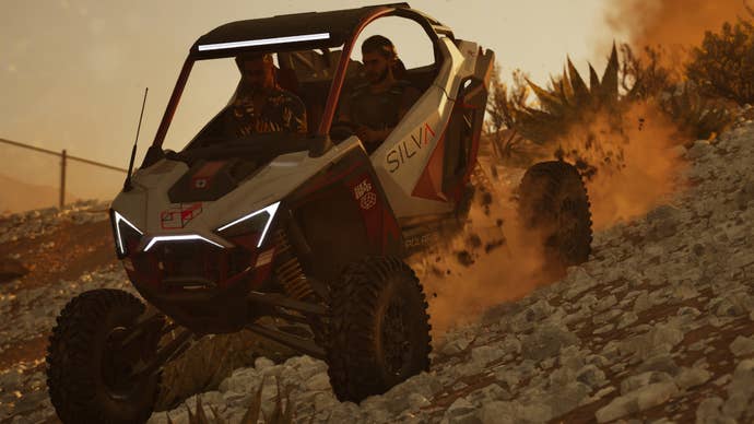 Some characters successful Mindseye driving an ATV.