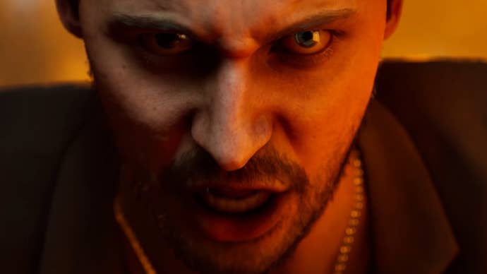 A man looking angry screaming something in MindsEye.