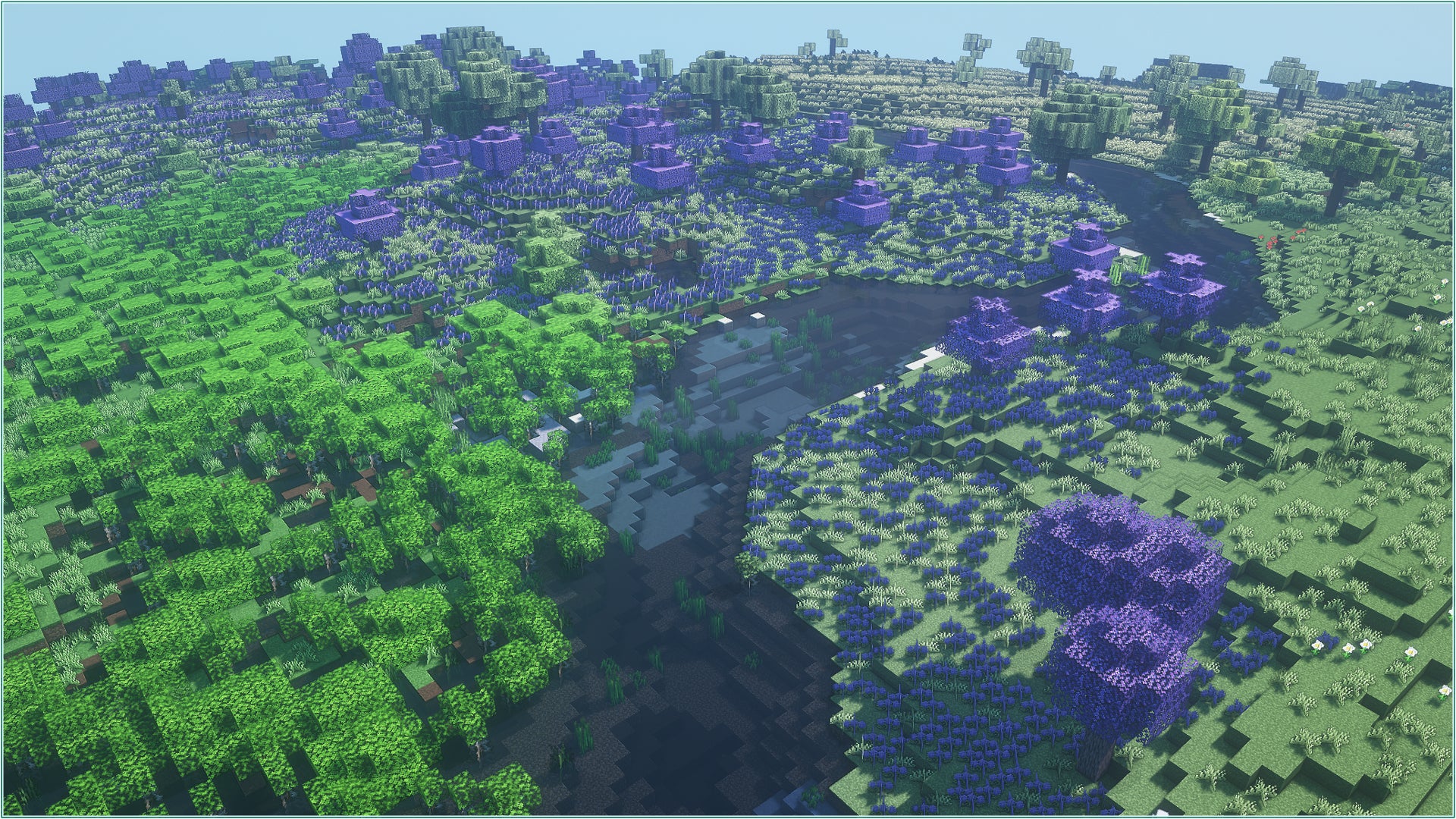 A Minecraft screenshot of multiple biomes added by the Biomes O' Plenty mod. - 1