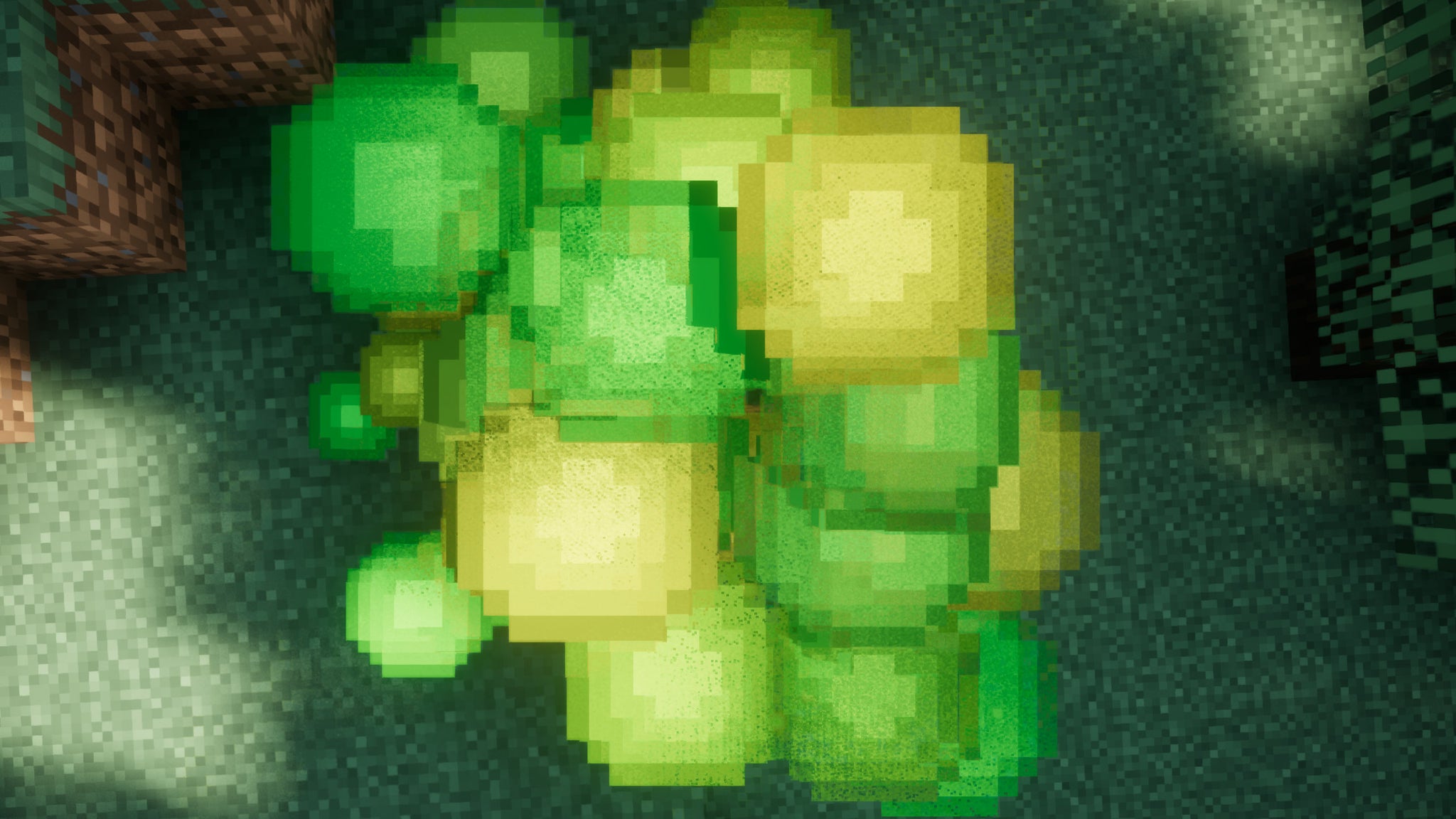 A clump of XP orbs in Minecraft. - 8