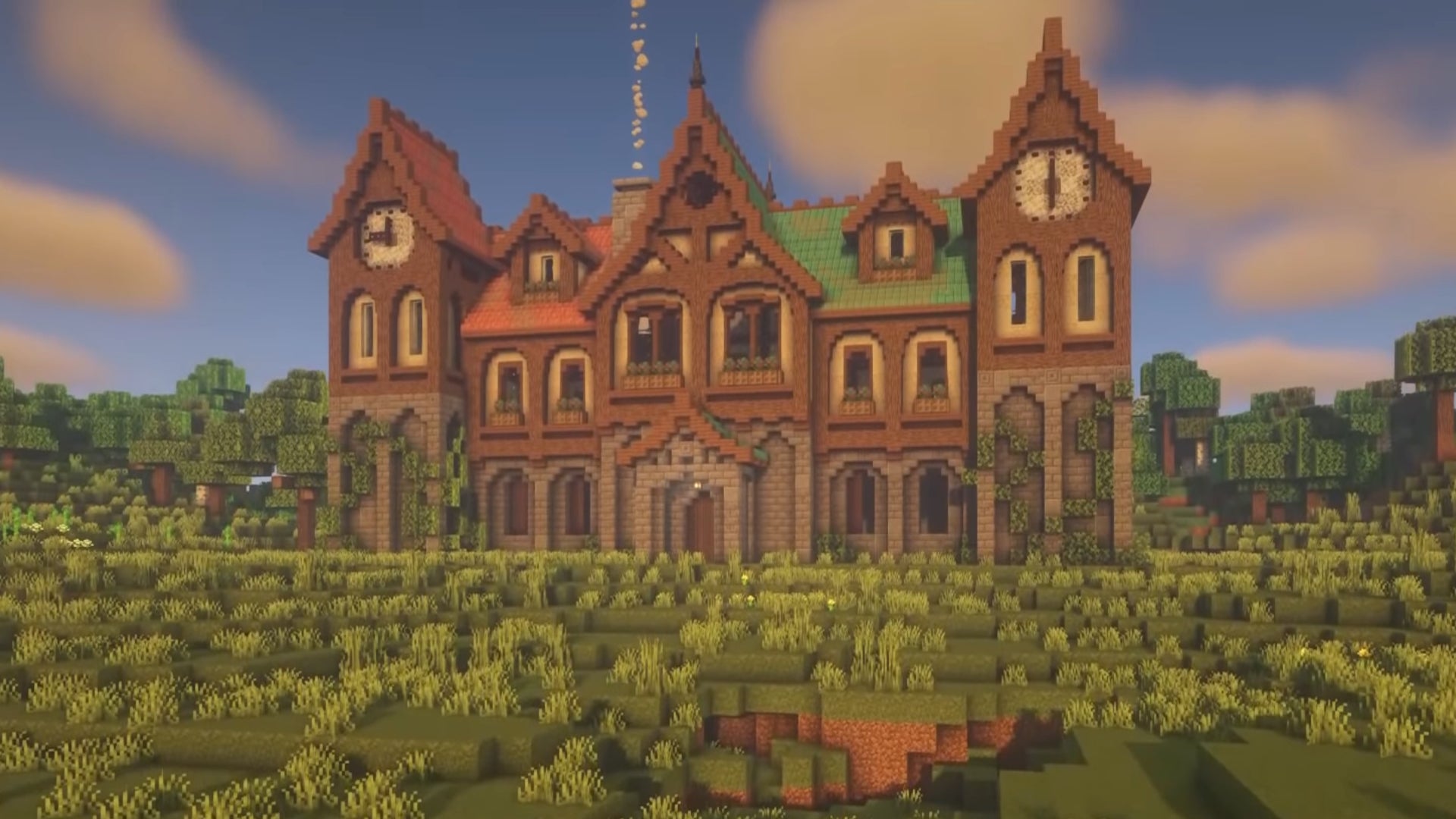 A fantasy mansion in Minecraft, built by YouTuber BigTonyMC. - 13