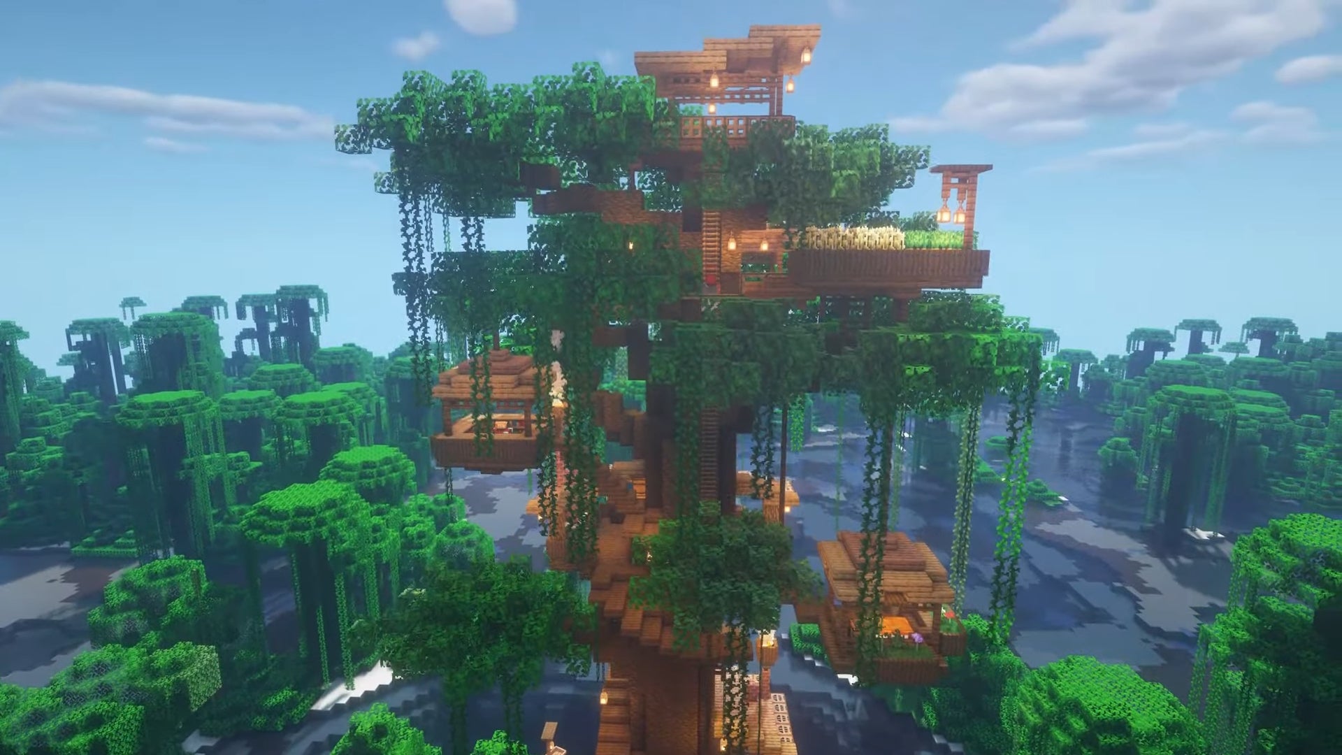 A large jungle treehouse in Minecraft, built by YouTuber DiddiHD. - 50
