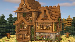 A large wooden survival house in Minecraft, built by YouTuber Folli.