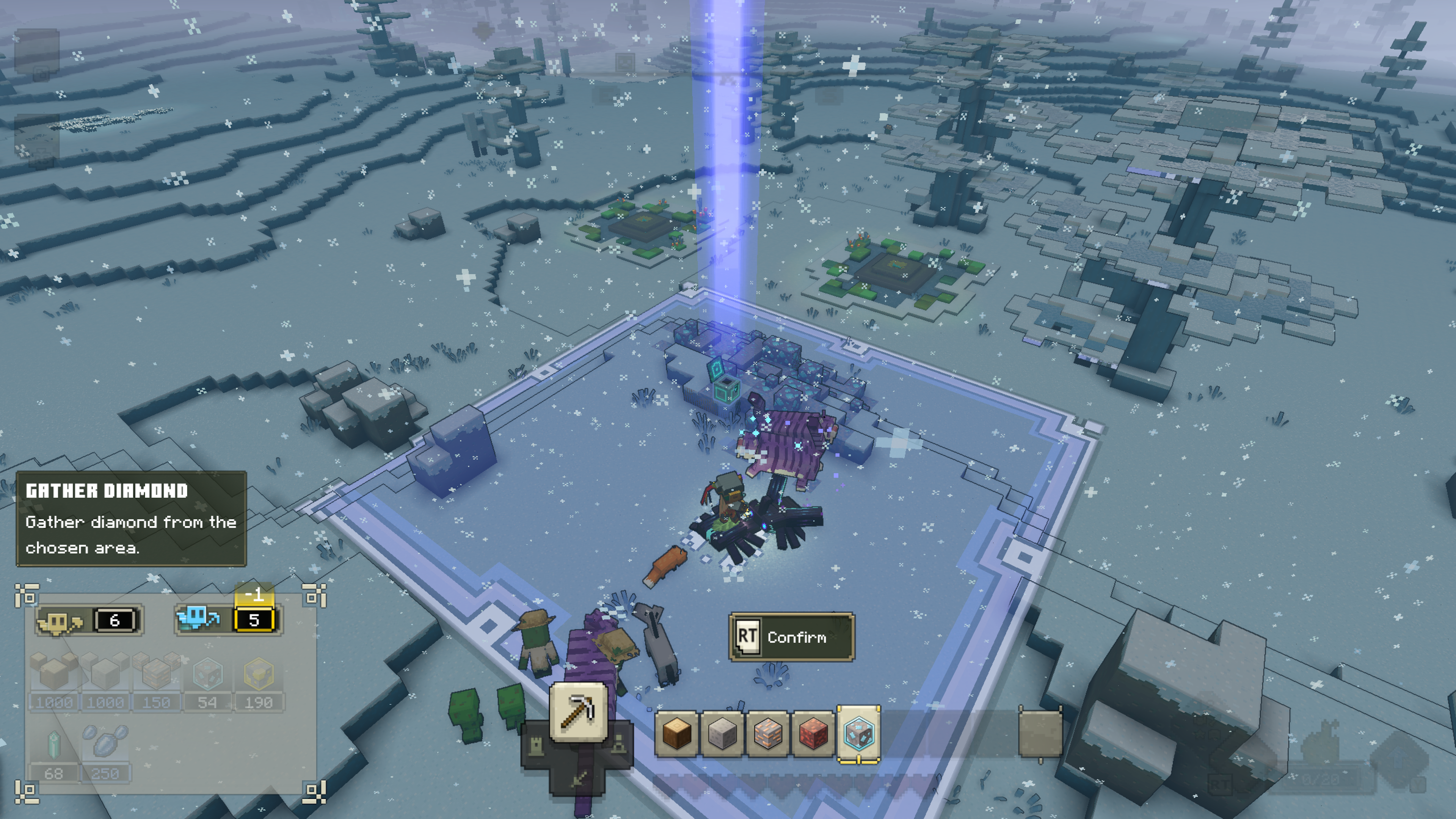 Allays collecting diamond in Minecraft Legends