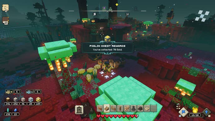 A Piglin Chest containing 70 Gold in Minecraft Legends