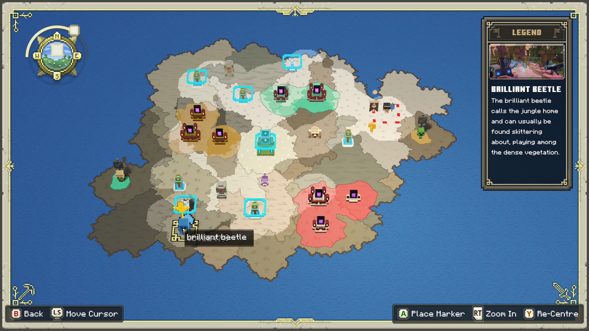 A map screen showing the location of Brilliant Beetles in Minecraft Legends - 5