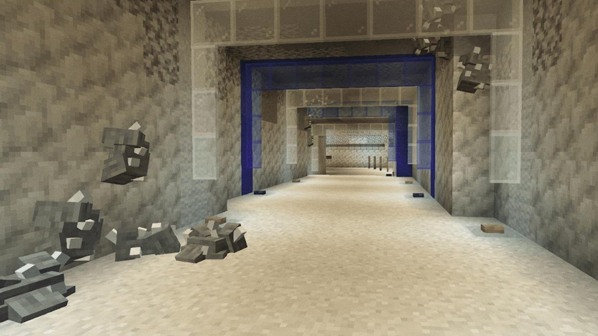 A tunnel in the Soledar salt mines recreated in Minecraft level Minesalt - 1