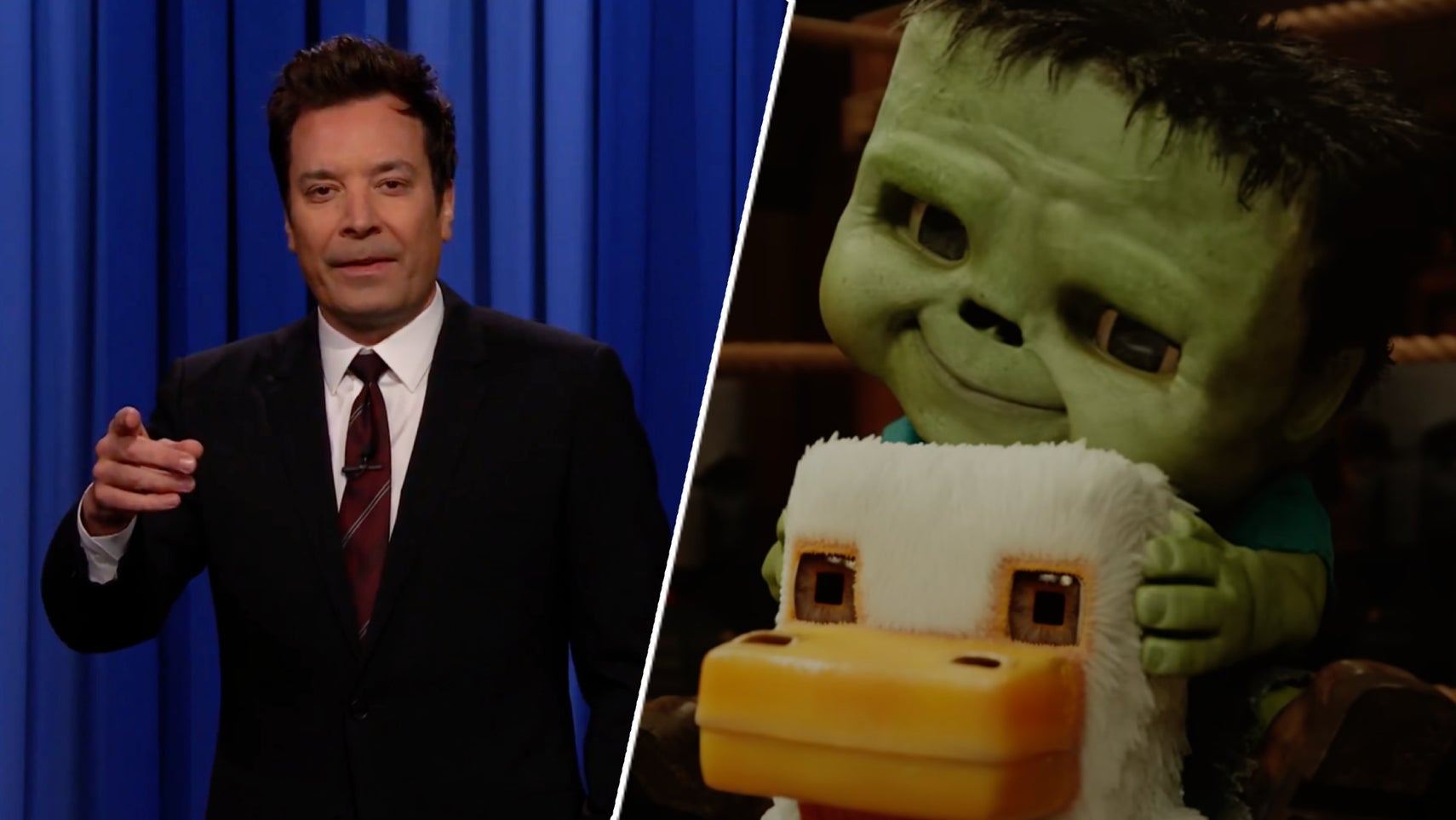 A chicken jockey in the Minecraft Movie opposite Jimmy Fallon. - 1