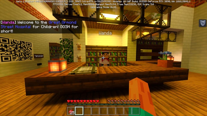 The front desk of Great Ormand Street Hospital recreated in Minecraft.