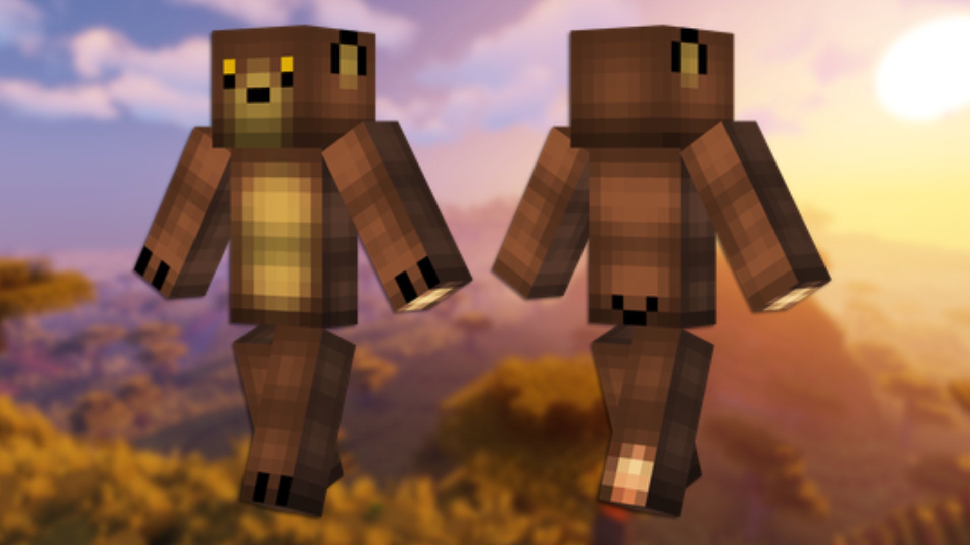 A front and back view of the Bear Minecraft skin. - 56