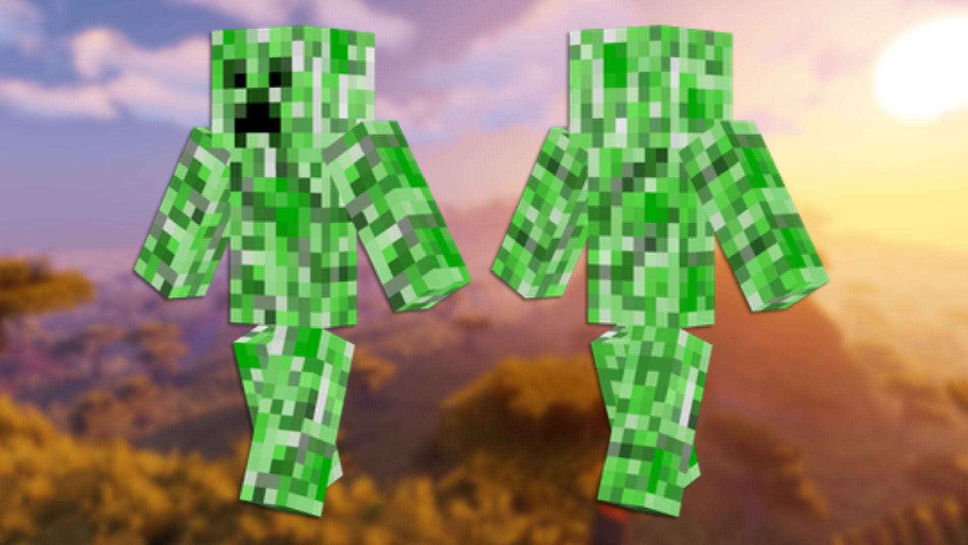 A front and back view of the Creeper Minecraft skin. - 72